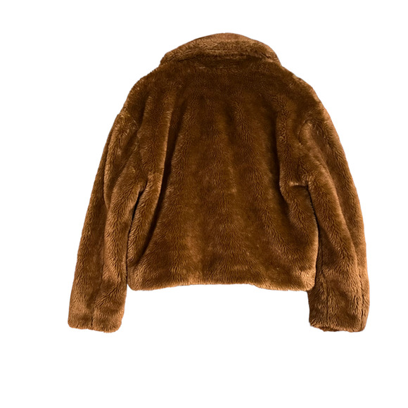 Free People Faux Fur Oversized Jacket Size Medium Brown - Picture 5 of 13